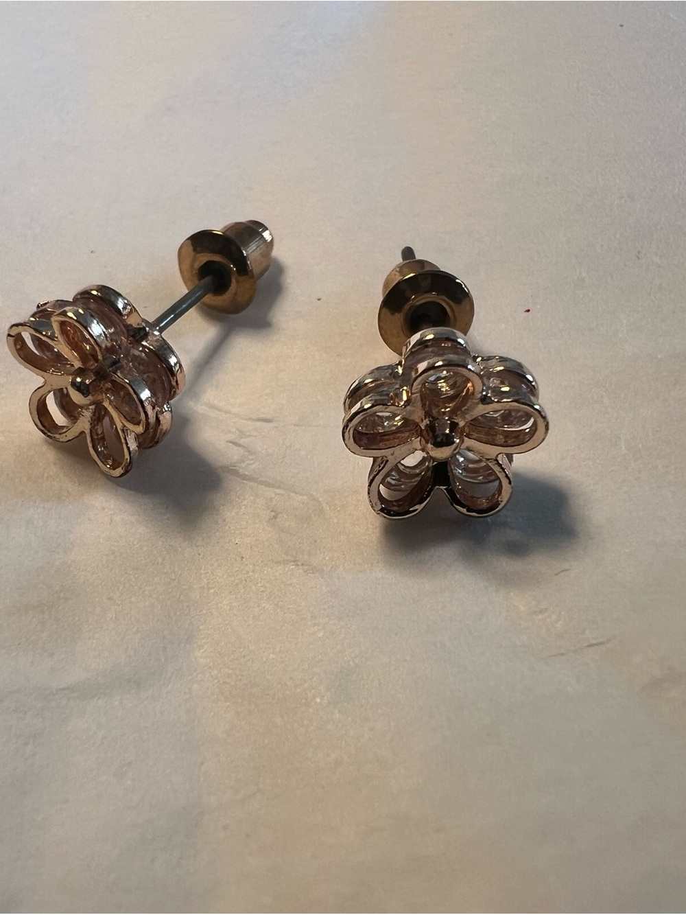 Delicate Rose Gold colour Flower Stud Earrings - Women costume Jewelry